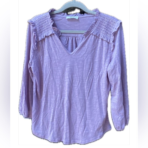 Beacon Tops - Beacon Apparel Stitch Fix Medium cotton modal smocked ruffle v-neck top